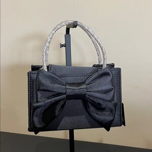 House of Harlow 1960 | Black Bow Mini Bag w/ Removable Crossbody & Gem Handles
